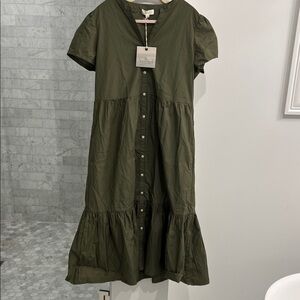 Olive Green Button-Down Dress